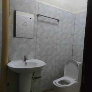 阿尔巴门奇Arba Minch hiber Guest house的带水槽和马桶的浴室