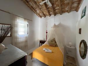 a bedroom with a bed with a mosquito net at Los Perales in Sorbas