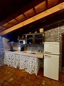 a kitchen with a white refrigerator and a sink at Mas del Drac in Castellví de la Marca +19 photos