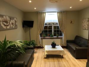a living room with a couch and a table at Balkan Lodge Oxford in Oxford