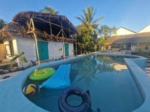 a swimming pool with a green toy in the middle at Lemon grass house in Binguni +15 photos