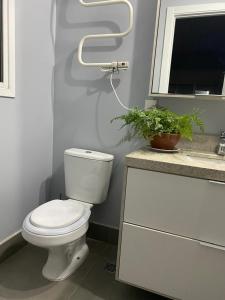 a bathroom with a white toilet and a sink at Belíssimo apartamento em Porto Alegre! in Porto Alegre +2 photos