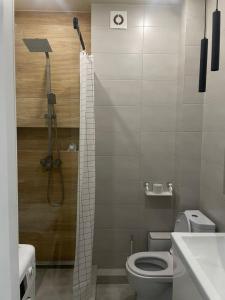 Koupelna v ubytování Уютная квартира с видом на горы