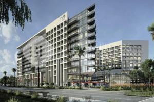 a rendering of a large office building with a parking lot at Bloomfileds Cozy Stu in Park View in Mushayrib