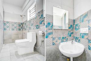 two pictures of a bathroom with a toilet and a sink at Townhouse Bangalore Kundalahalli Metro Station in Bengaluru