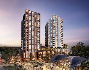 a rendering of two tall buildings in a city at Brand new 2BR APT in Castle Hill in Castle Hill