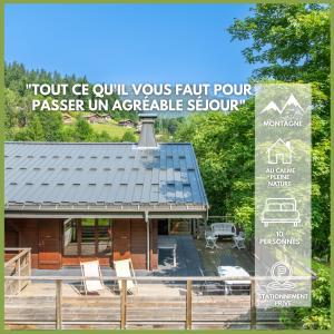 a pavilion with chairs and a sign in front of it at Proche de la Clusaz, Grand Chalet Familial, Ski & Nature in Saint-Jean-de-Sixt