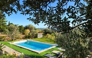 a swimming pool in a yard with green grass at Awesome Home In Fayence in Fayence +24 photos