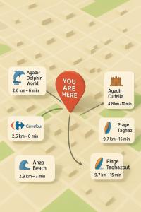 a visualization of a map with a balloon saying you are here at Résidence Atlantic in Agadir