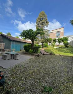 een tuin met een boom en een gebouw bij Large beautiful Apartment in the heart of Aurillac in Aurillac +21 foto's