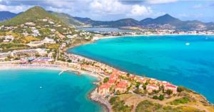 an aerial view of the beach of a resort at Nos Soño in Upper Prince's Quarter