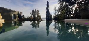 a pool of water with trees and a house at Vista Alago in Villa Ciudad Parque