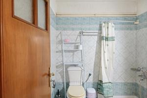a bathroom with a toilet and a shower at Patela Studio in Lépidha +16 photos