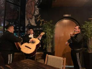 a group of men playing music and a man playing a guitar at Little Sunshine in Ocala