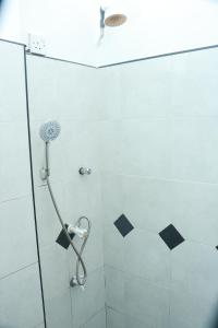 a bathroom with a shower with a glass door at VILLA BLUE ROSE ,WALGAMA MADIHE Matara in Matara +28 photos