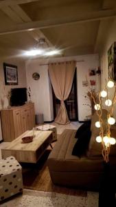 un salon avec un canapé et une table dans l'établissement 2 Pieces indépendant Peone-Valberg, à Péone