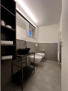 卡瓦伊翁韦罗内塞Casa Brunetta con sauna giardino e parcheggio privati的带水槽和马桶的浴室