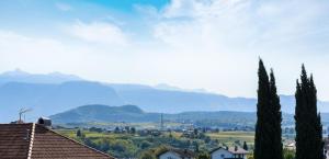a view of a village with mountains in the background at Peter Paul Studio Buchwald in Appiano Sulla Strada Del Vino +2 photos