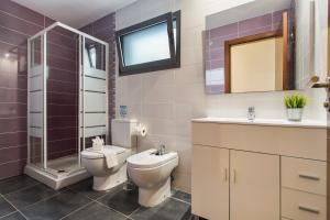 El GuinchoにあるApartamento Rolycar 201のトイレ、洗面台、鏡のあるバスルーム +19枚の写真