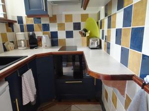 een kleine keuken met een aanrecht en een wastafel bij F1 Massif du Canigou in Vernet-les-Bains +13 foto's