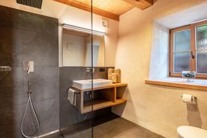 a bathroom with a shower and a sink at Egger an der Lahn - Apt Nonno in San Genesio Atesino