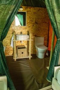 ein Badezimmer mit Waschbecken und Toilette in der Unterkunft Safari Glamping Portugal Gazelle in Ventosa