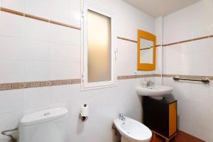a white bathroom with a toilet and a sink at Apartamento Coral in La Jaca +15 photos