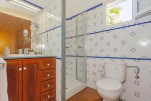 a bathroom with a toilet and a sink and a shower at Aloes in Sa Caleta +23 photos