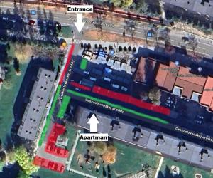 an overhead view of a building with a map at Apartmán Sárka Brezno in Brezno