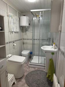 トロムソにあるNordic Retreatのシャワー、トイレ、洗面台を備えたバスルーム +10枚の写真