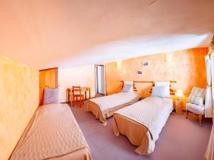 een kamer met 2 bedden en een stoel bij L'Alpazen Jouve Duplex in Saint-Véran