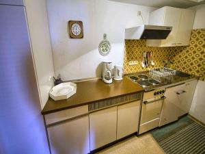 een kleine keuken met een spoelbak en een fornuis bij Ferienwohnung Kaltenbach in Schonach +10 foto's