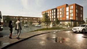a man and a woman standing in a parking lot at Comfort Hotel Grenlandsporten in Lii