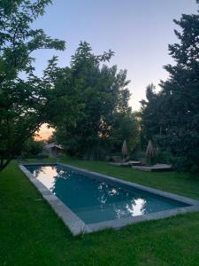 a swimming pool in the middle of a yard at La Noccemada, Bastide secrète et Table Gastronomique in Saint-Julien