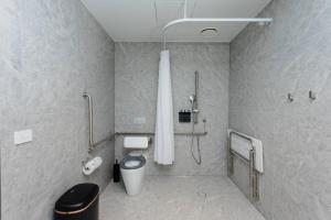 a bathroom with a toilet and a shower stall at Bayside Geelong Hotel & Apartments, an Ascend Collection Hotel in Geelong