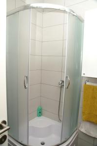 a shower with a glass door in a bathroom at Apartment Max in Banja Luka