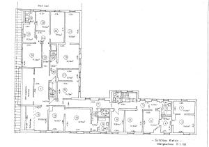 a floor plan of a building with diagrams at Gutshaus Kletzin mit Pool und Minigolf-Anlage in Siedenbrünzow