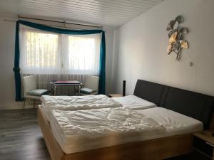 a bedroom with a bed and a window at Haus der Gemütlichkeit in Konstanz