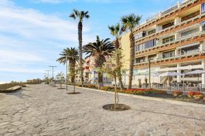 Tejina de IsoraにあるÁtico La Estrellaの建物前のヤシの木が並ぶ通り