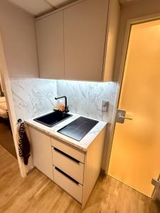 Kuchyň nebo kuchyňský kout v ubytování Elegantes Smart Apartment in Szene-Viertel