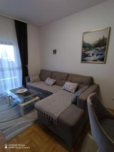 a living room with a couch and a table at Apartment "Splendid J&R" in Bijeljina +41 photos