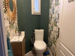 シャントネーにあるChambre chez l'habitantのトイレと洗面台のある小さなバスルーム