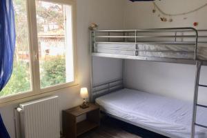 Ένα ή περισσότερα κρεβάτια σε δωμάτιο στο appartement Les pieds dans l'eau avec vue bassin