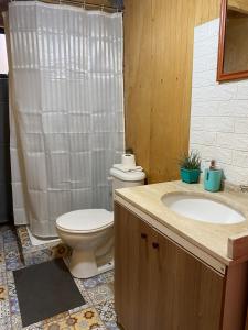 Koupelna v ubytování Cabaña rústica y confortable en Colchagua