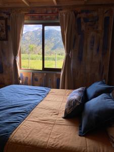 Postel nebo postele na pokoji v ubytování Cabaña rústica y confortable en Colchagua