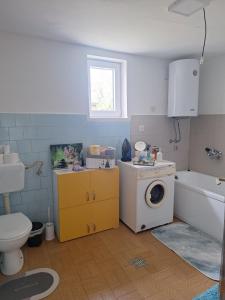 a bathroom with a washing machine and a sink at Topole 2 