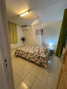 Ένα ή περισσότερα κρεβάτια σε δωμάτιο στο Villa tout confort avec terrasse et jardin - Baie-Mahault Destrelland