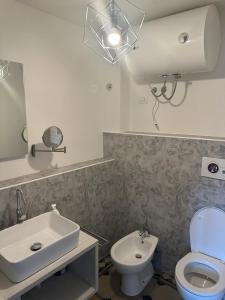 a bathroom with a white toilet and a sink at Lungarno Suite in Pisa