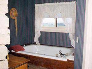 a bathroom with a bath tub and a window at Augustus Chetlain Home & Log Cabins in Galena +8 photos