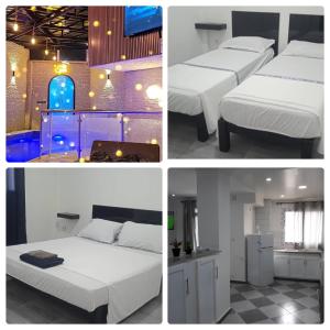 4 fotos diferentes de un dormitorio con 2 camas en NB Locations appartement à Tigzirt avec 2h de piscine privée, en Tigzirt 30 fotos más